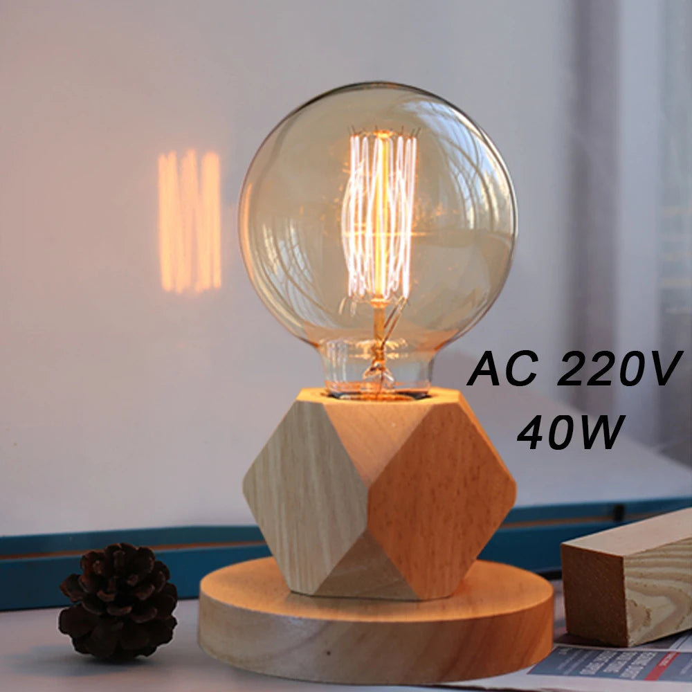 Retro Wood Table Lamp