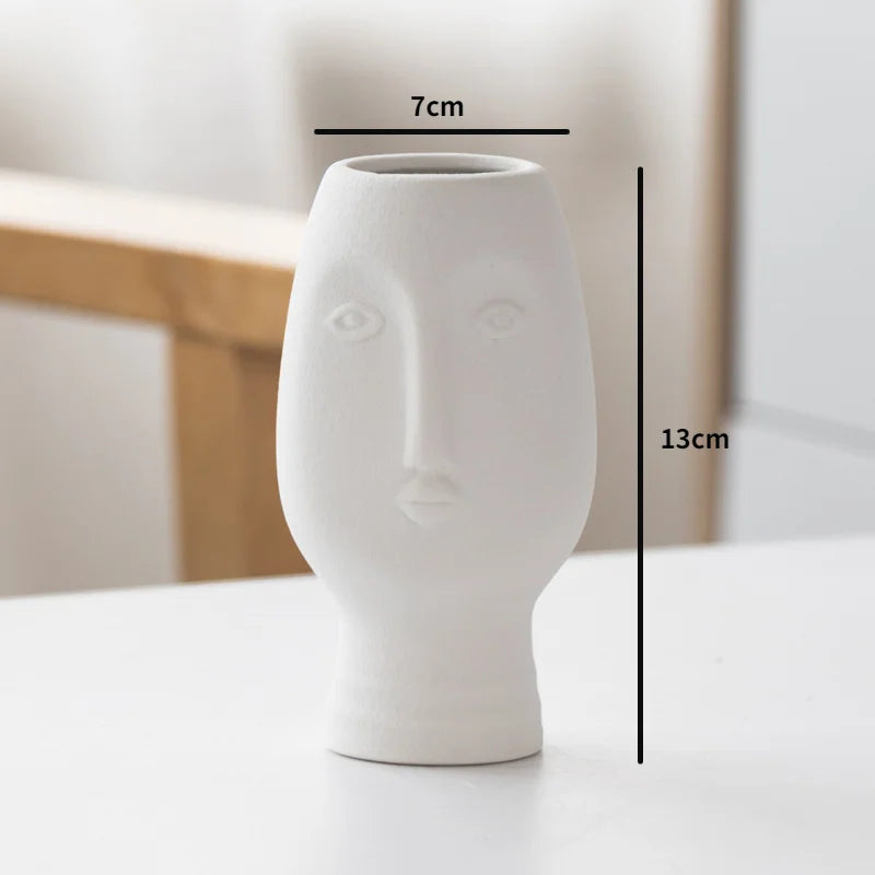 Nordic Rustic Face Shape Ceramic Flower Vase