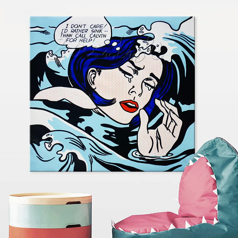 Drowning Girl Pop Art Wall Decor