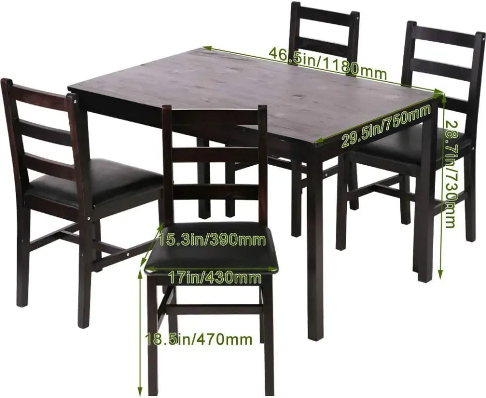 5-Piece Industrial Dining Table Set