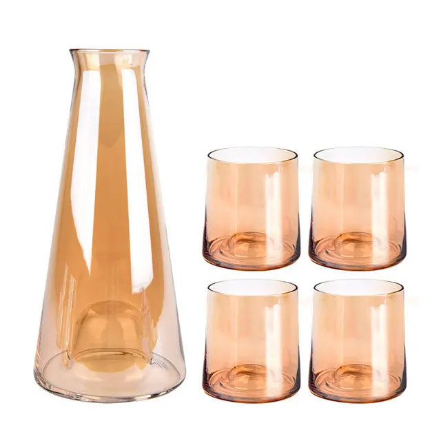 5Pcs Transparent Gradient Pitcher Tea Cup Set